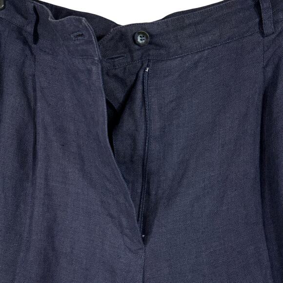 Liz Claiborne Collection SZ 16 Linen Pants Pockets Pleated Zip-Fly Navy Blue - Picture 3 of 9